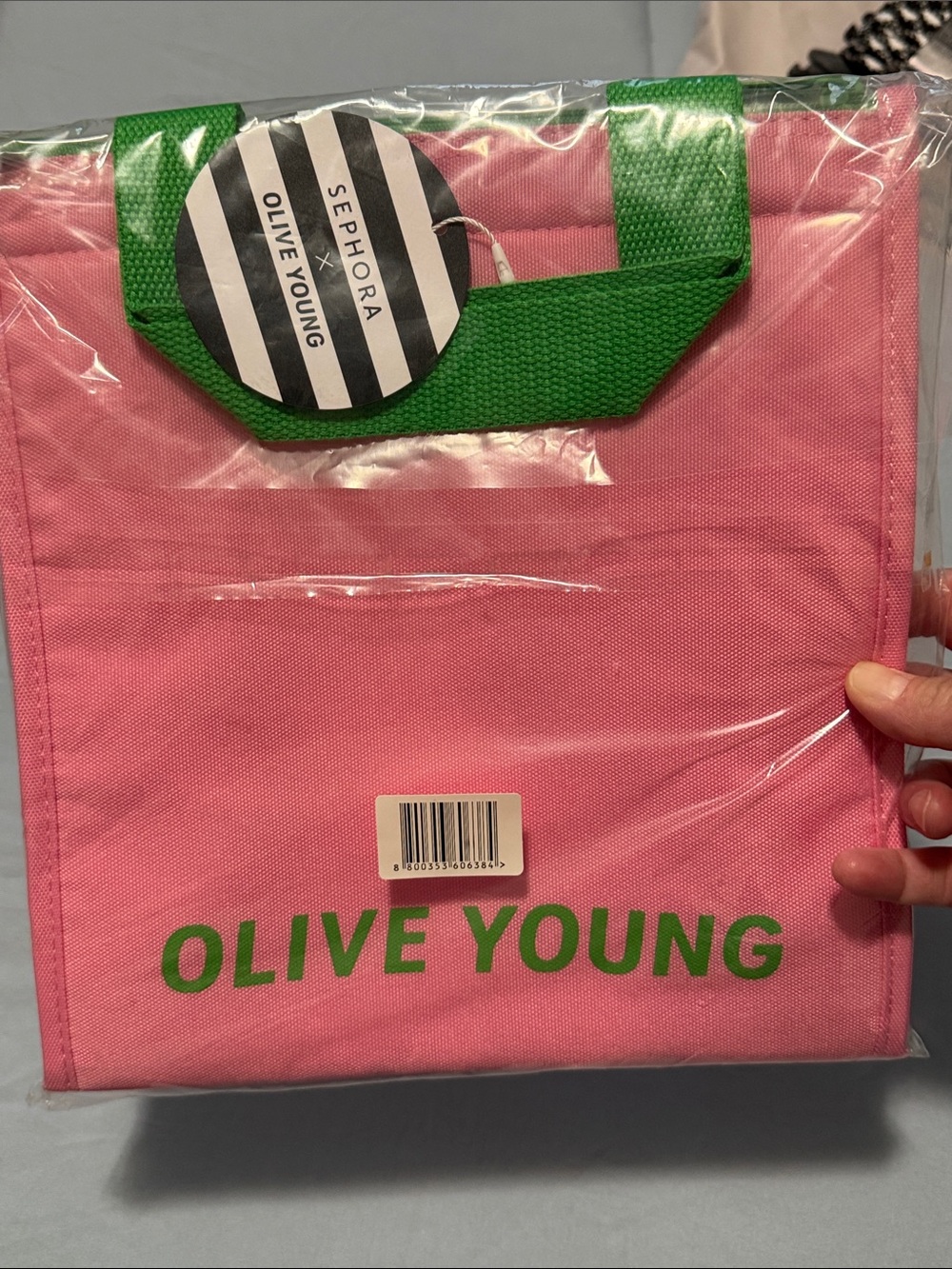 Lunch Tote Bag Green Handles